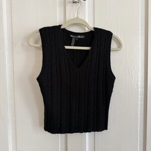 Vintage Black Cable Knit Sweater Vest